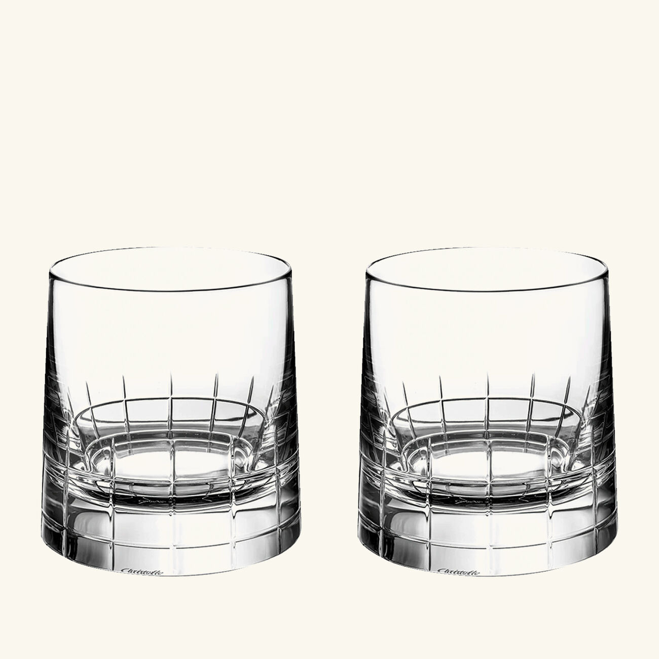 christofle graphik set of 2 old fashioned glasses