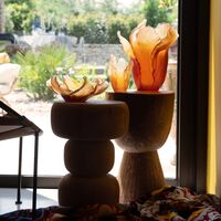 daum tulipe centerpiece amber pink limited edition