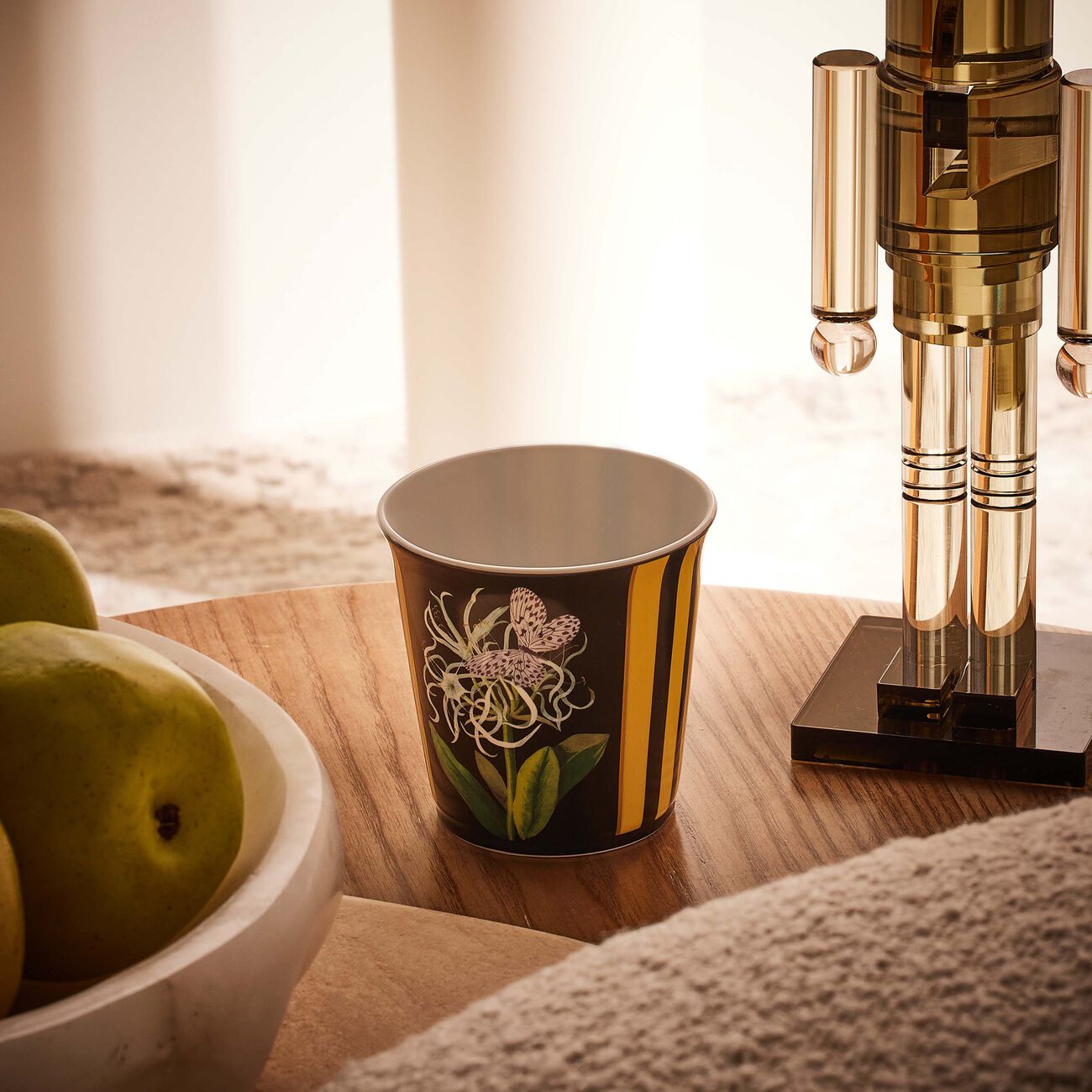 bernardaud natura jonquille de mer tumbler with candle