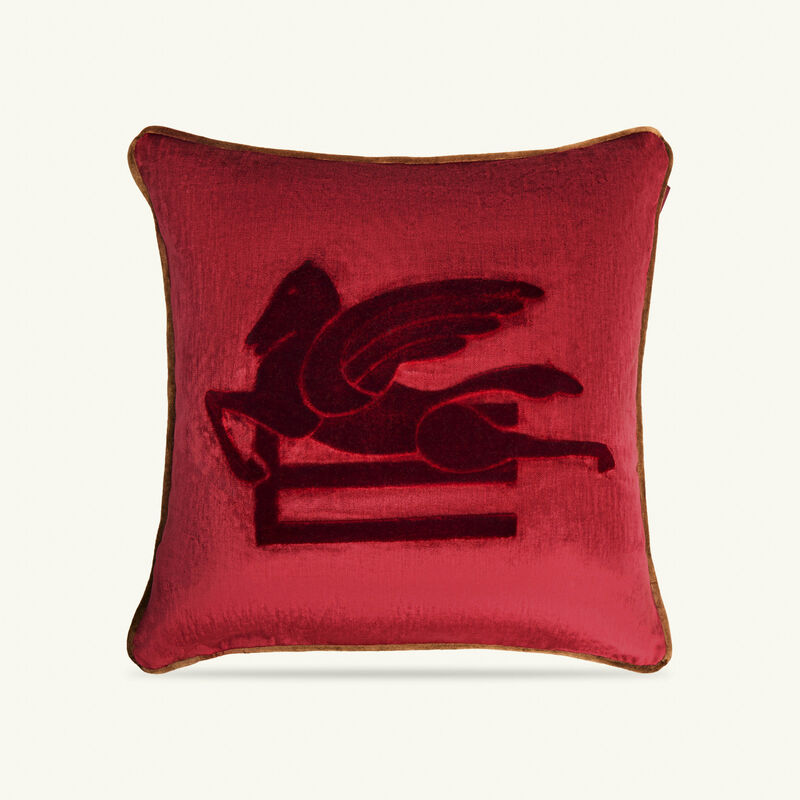 etro pegaso embroided cushion red