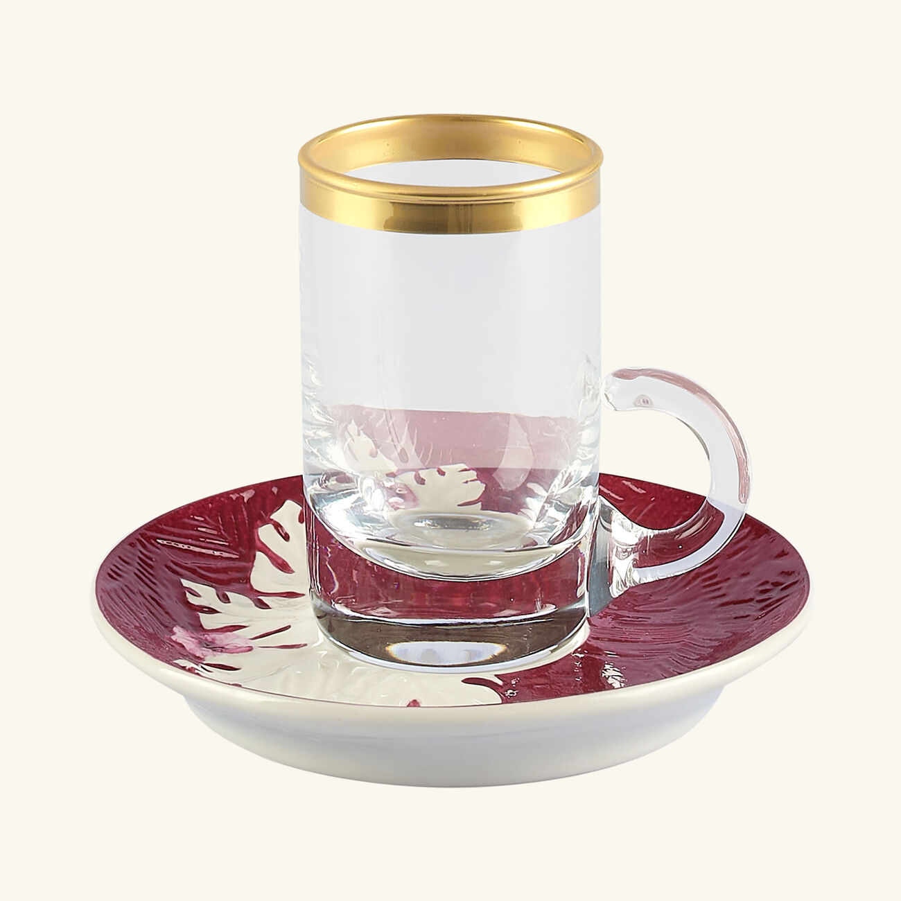 villari acapulco arabic tea cup saucer maroon