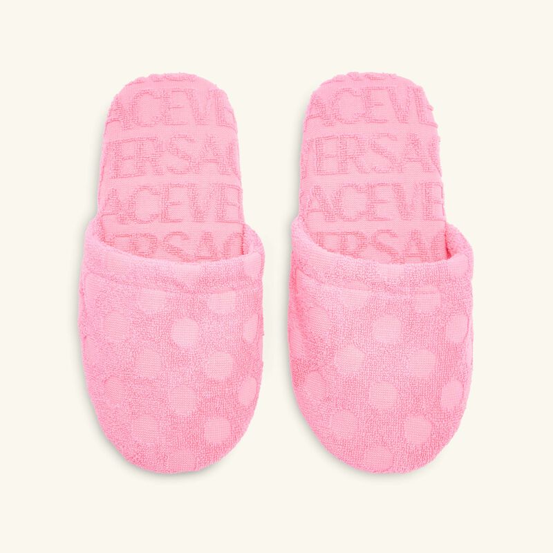 versace allover polka dot slippers pink