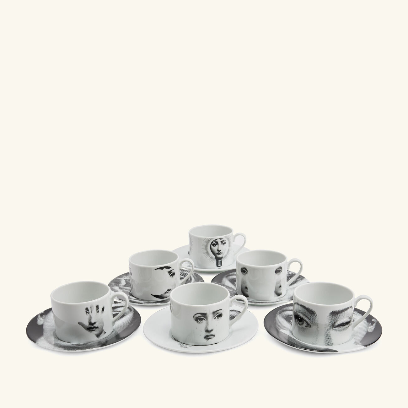 fornasetti tema e variazioni 2005 tea cup grey set of 6