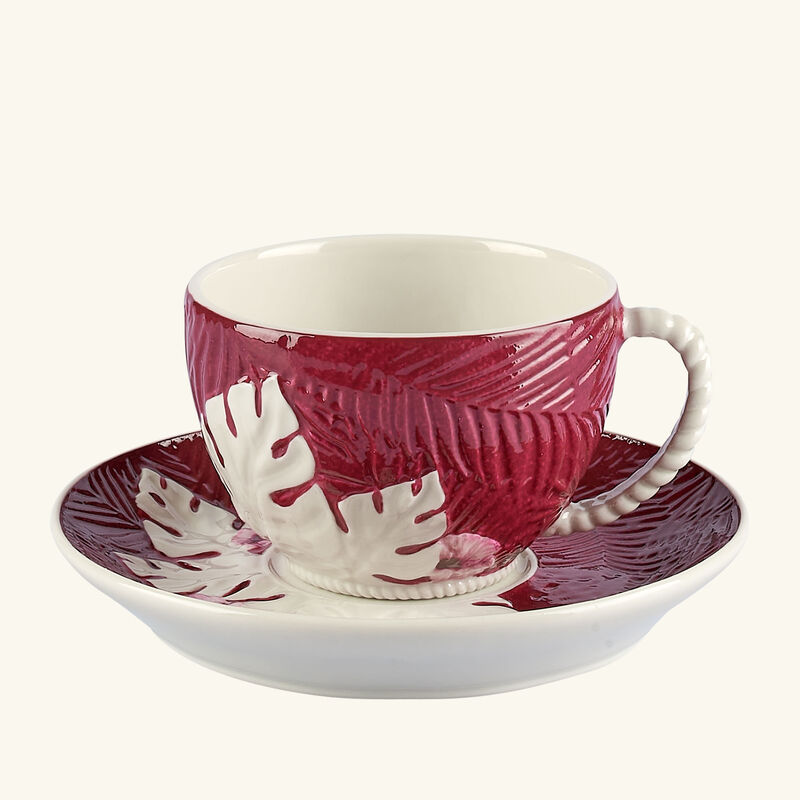 villari acapulco tea cup saucer maroon