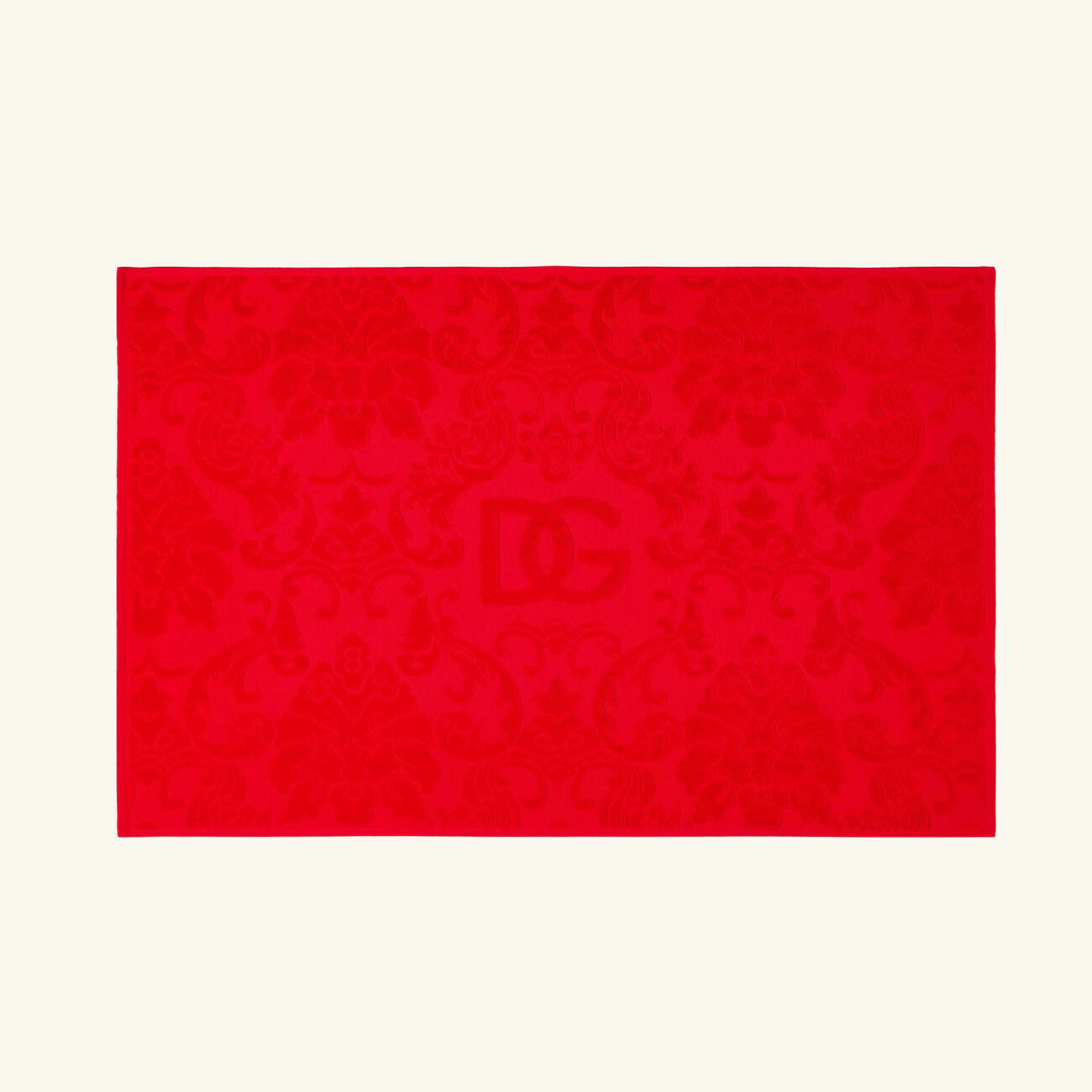 dolce gabbana casa terry cotton bath mat red