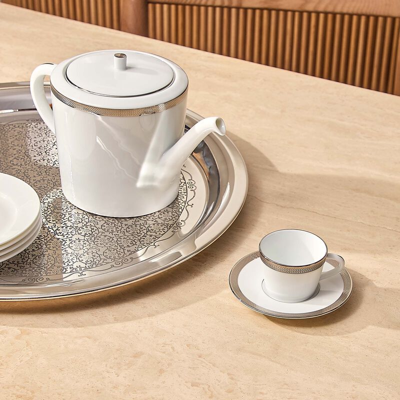 bernardaud maille platine coffee cup   saucer white