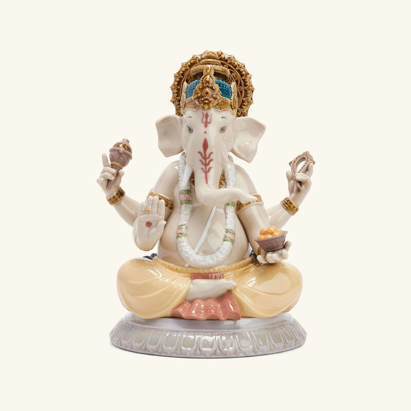 lladro lord ganesha sculpture small white