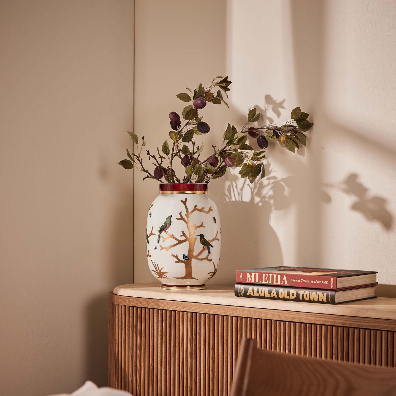 bernardaud aux oiseaux toscan vase medium gold
