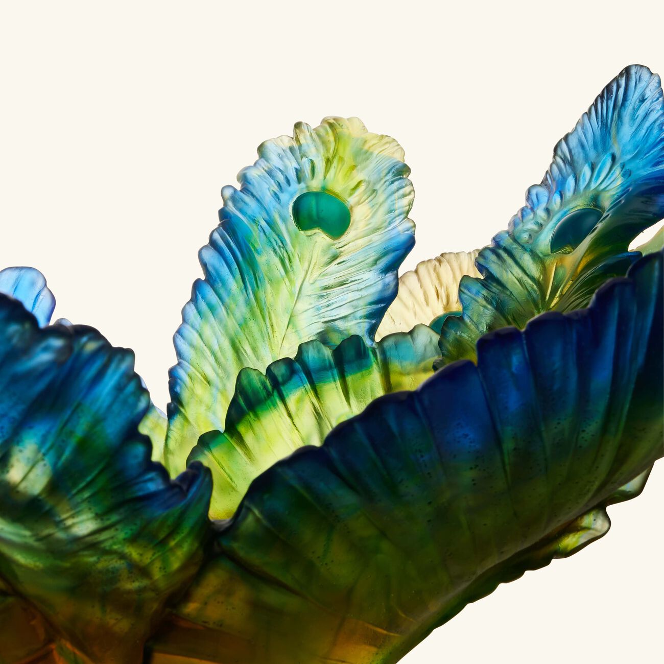 daum fleur de paon exotique centerpiece green limited edition