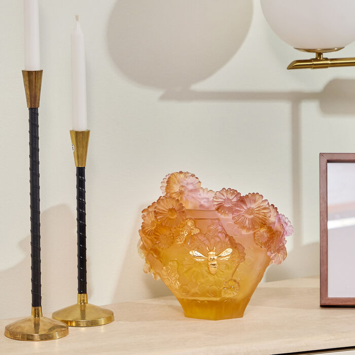Or d’Abeille Vase Medium Orange Limited Edition daum or d abeille vase medium orange limited edition