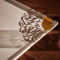 دملاج طبق قمر للضيافة بتصميم مربع أبيض اللون   29 سم