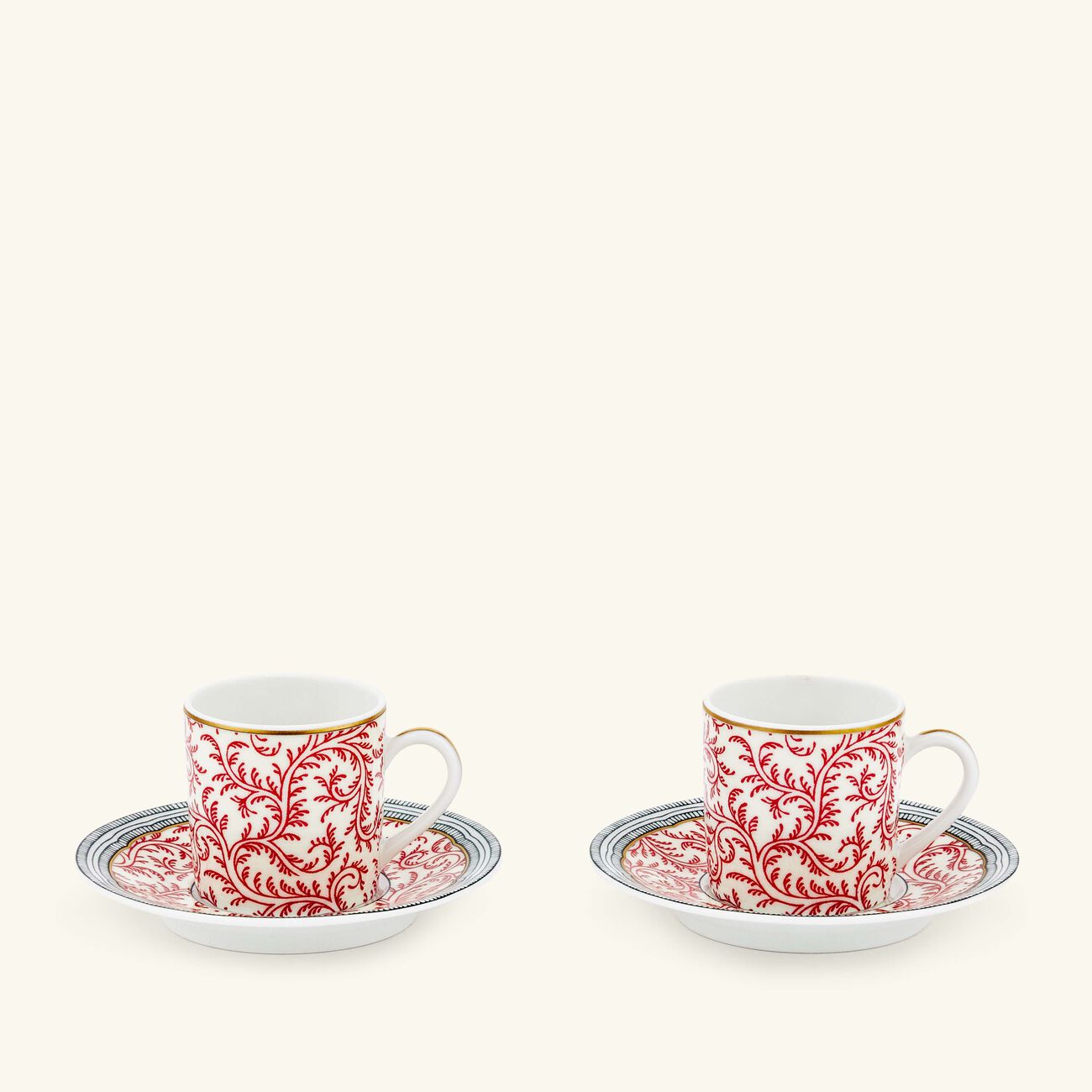 bernardaud collection braqueni coffee cup saucer red set of 2
