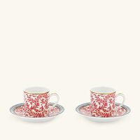 bernardaud collection braqueni coffee cup saucer red set of 2