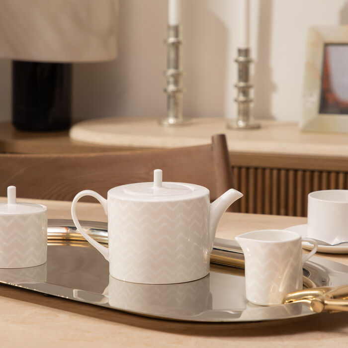 ميسوني هوم إبريق شاي وقهوة زيج زاج أبيض