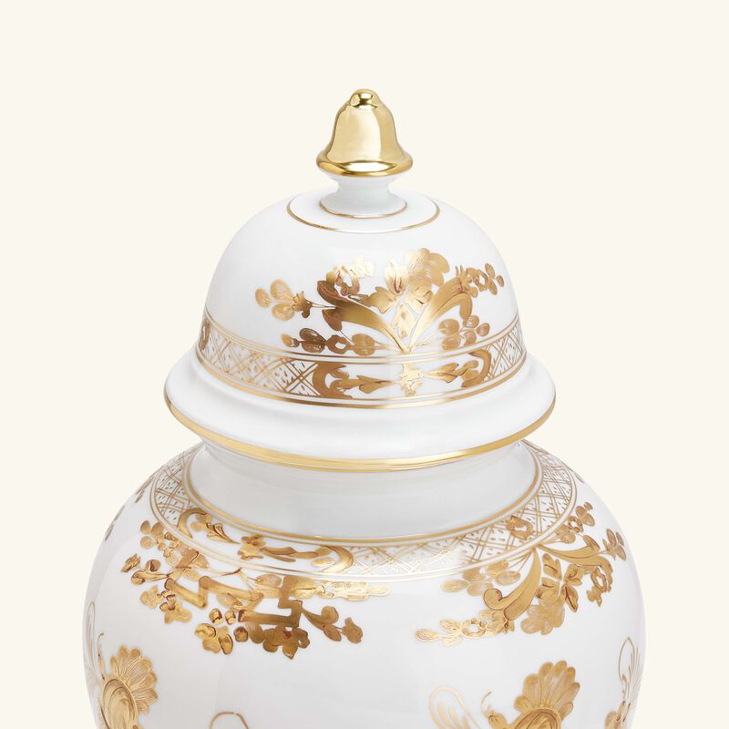 ginori 1735 oriente italiano potchie vase with cover large gold