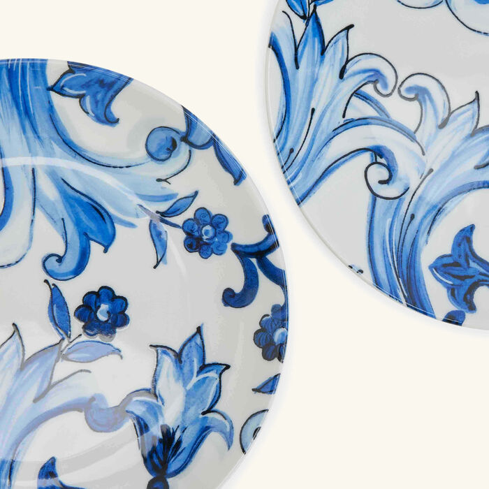 dolce gabbana casa blu mediterraneo fiore piccolo dessert plate blue round 19cm set of 2