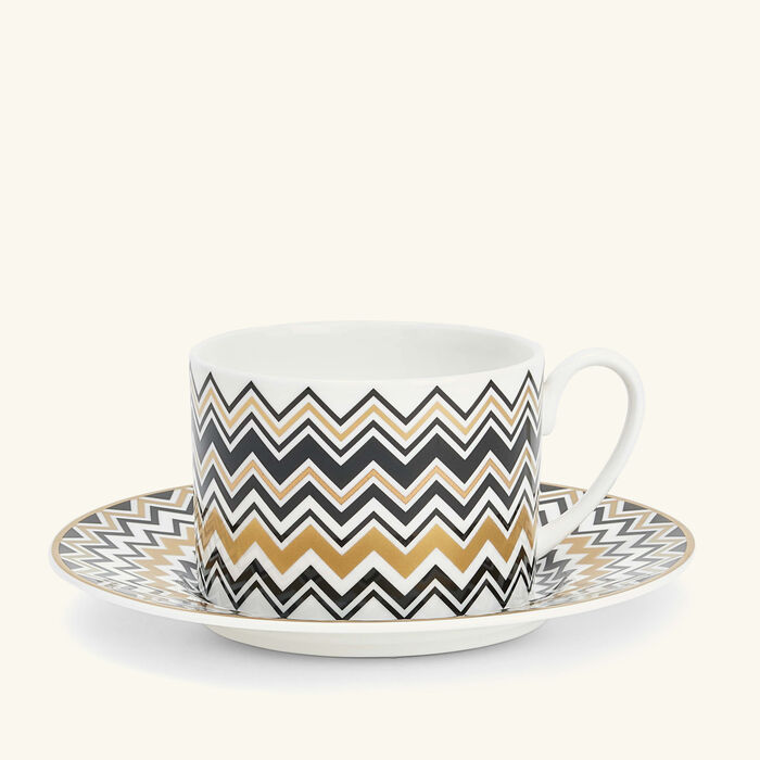 missoni home zig zag gold tea cup saucer pattern