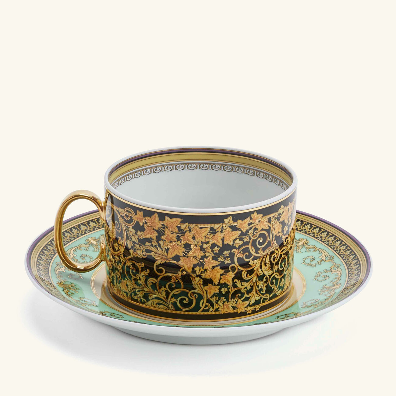 versace barocco mosaic tea cup saucer pattern set of 6