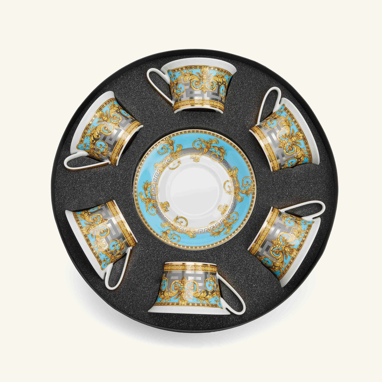versace prestige gala tea cup saucer white set of 6