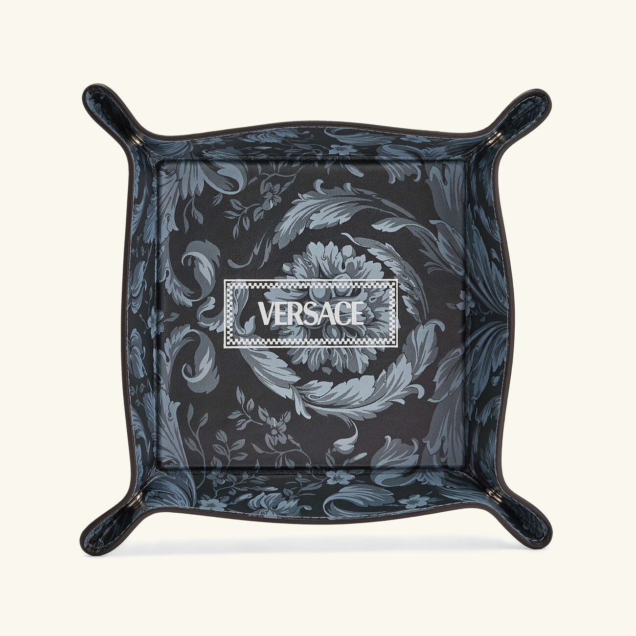 versace barocco trinket tray square small grey