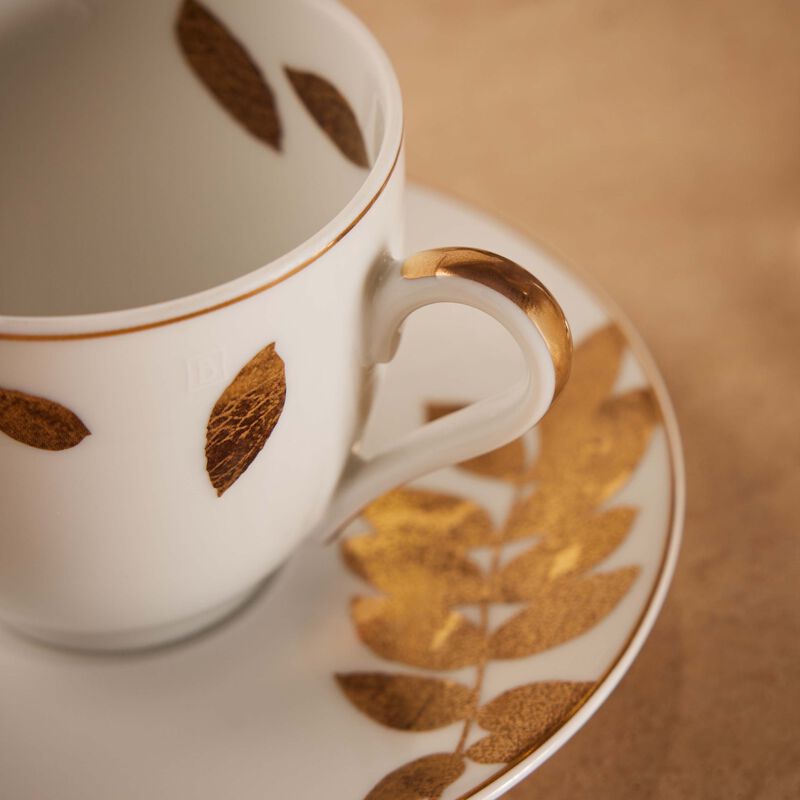 bernardaud vegetal or coffee cup saucer gold