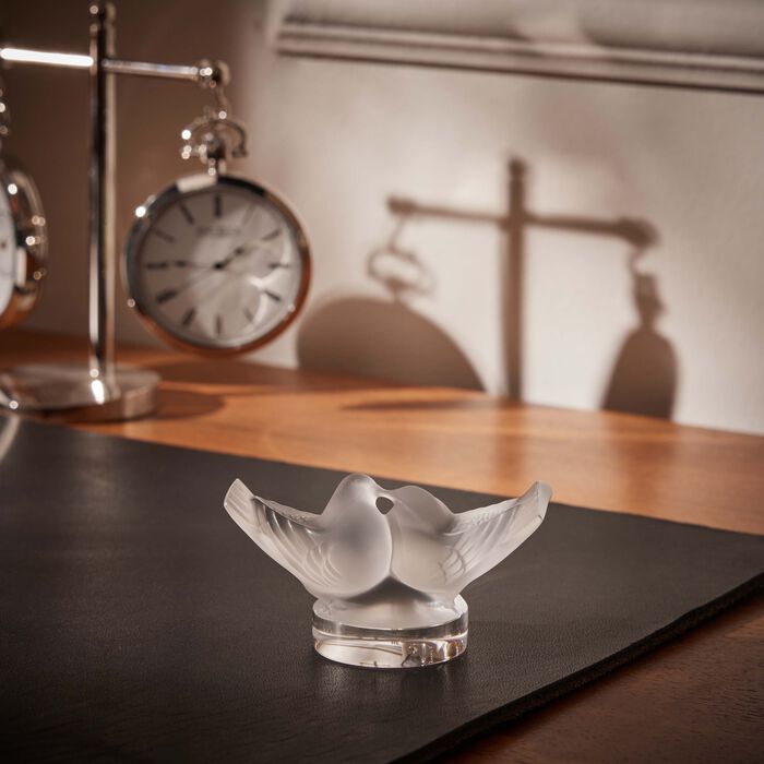 lalique two lovebirds figurine small clear
