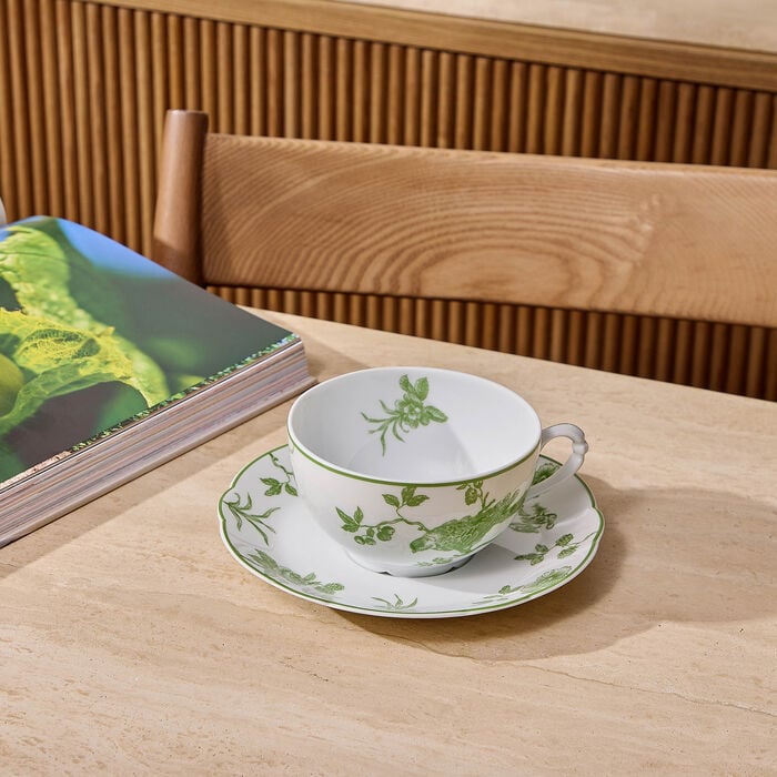 bernardaud albertine tea cup   saucer green