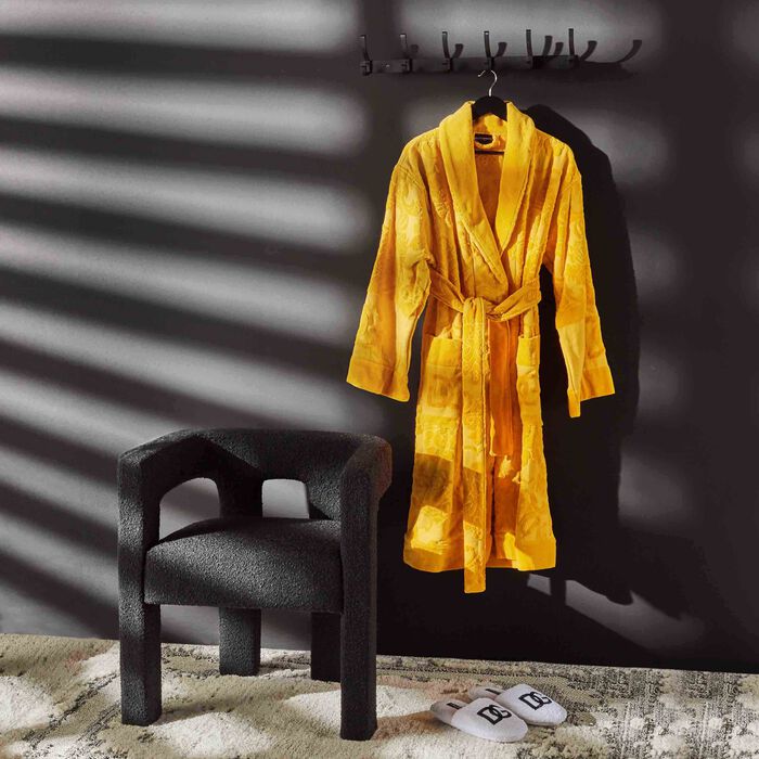 dolce gabbana casa terry cotton jacquard bath robe small orange