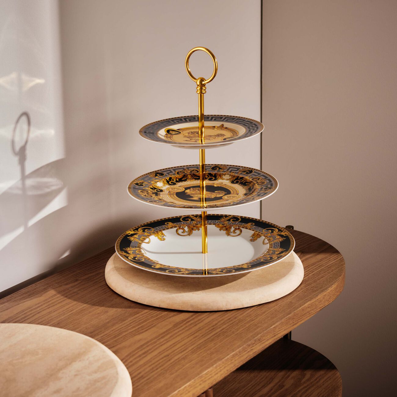 versace prestige gala etagere cake stand black