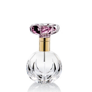 Clear Perfume Bottle With Amethyst Flower And Gold Metal, medium