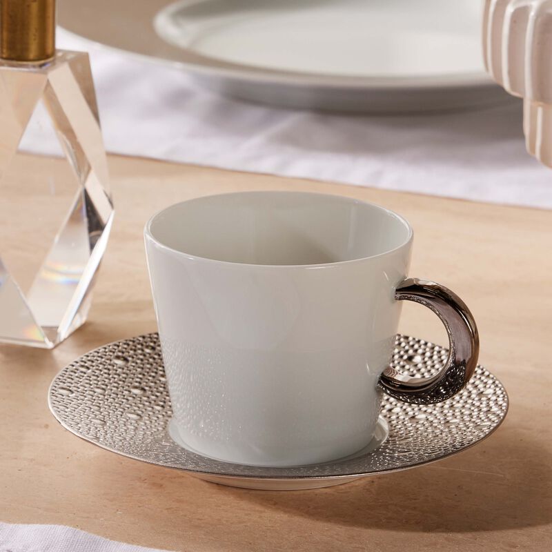 Ecume Platine Tea Cup & Saucer White bernardaud ecume platine tea cup saucer white