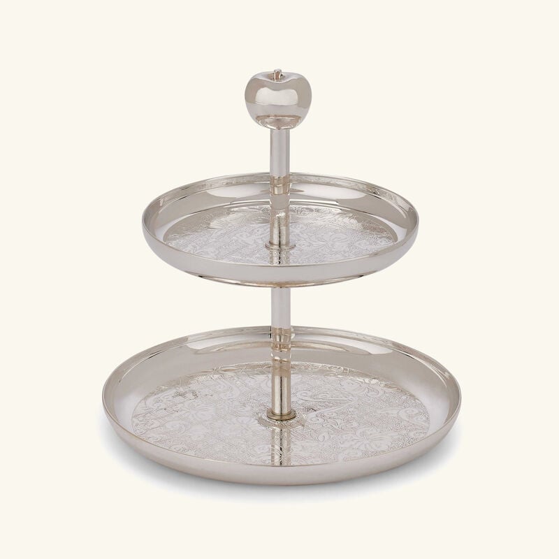 Jardin D'Eden Cake Stand 2 Tier Silver Plated christofle jardin d eden cake stand 2 tier silver plated