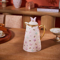 villari butterfly coffee tea pot pink