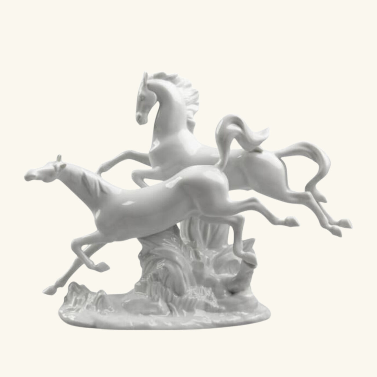lladro horses galloping sculpture medium white
