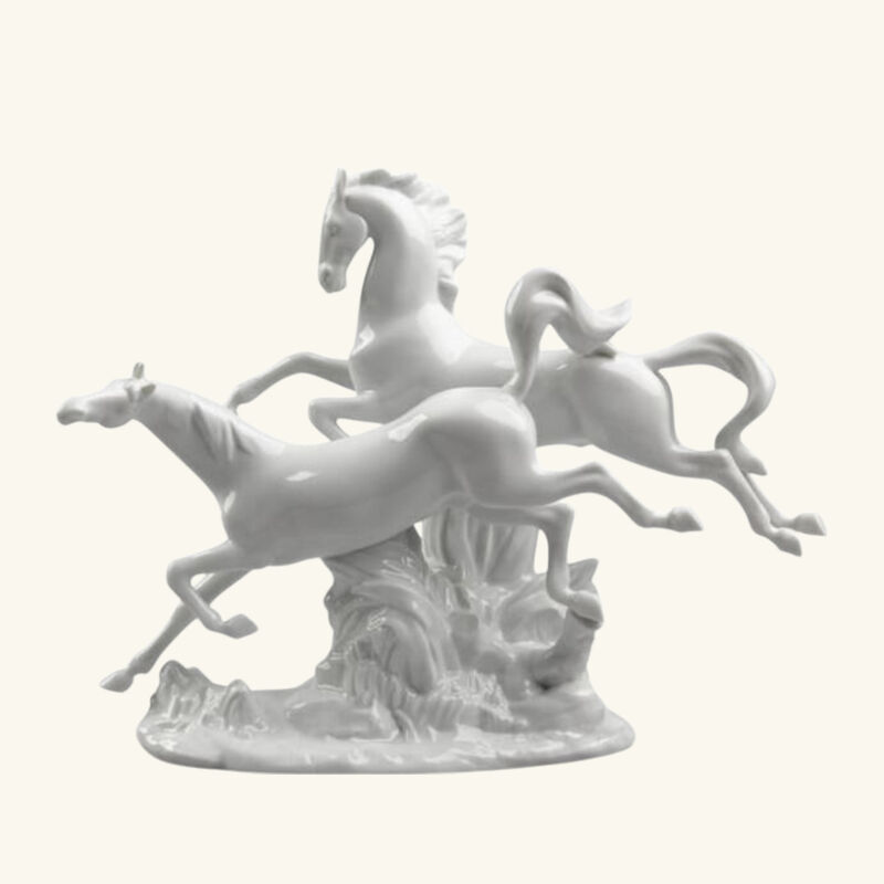 lladro horses galloping sculpture medium white