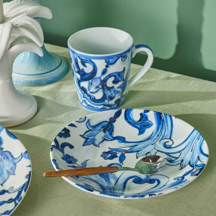 dolce gabbana casa blu mediterraneo fiore piccolo dessert plate blue round 19cm set of 2