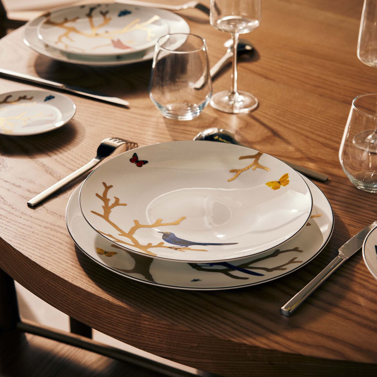 bernardaud aux oiseaux dinner plate round gold 26cm