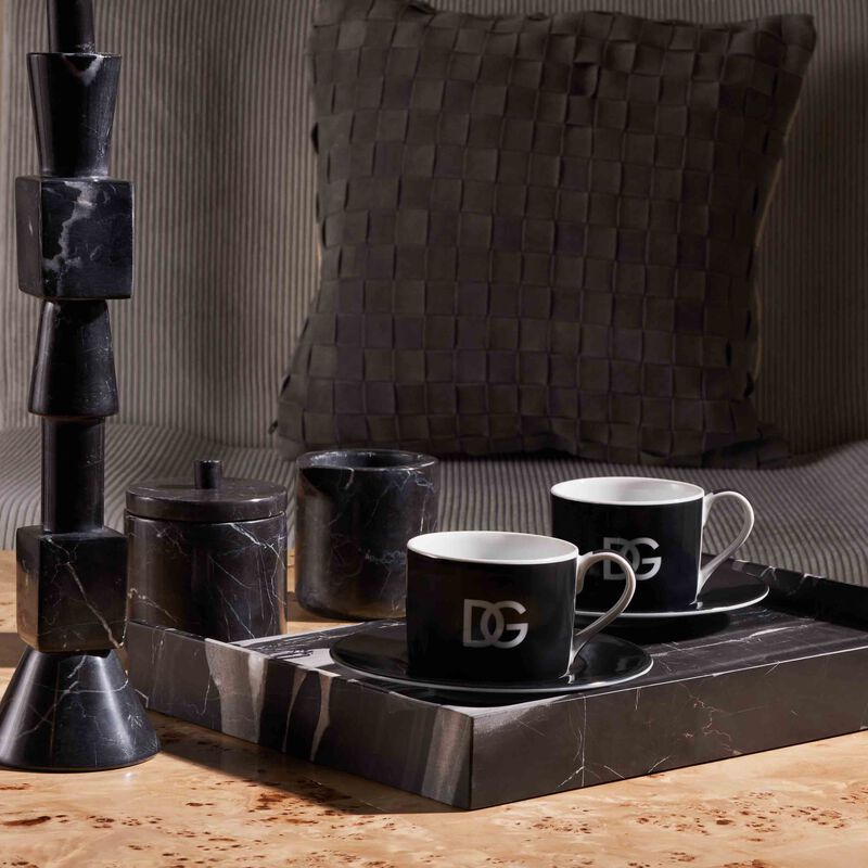 dolce gabbana casa dg logo tea cup saucer black set of 2