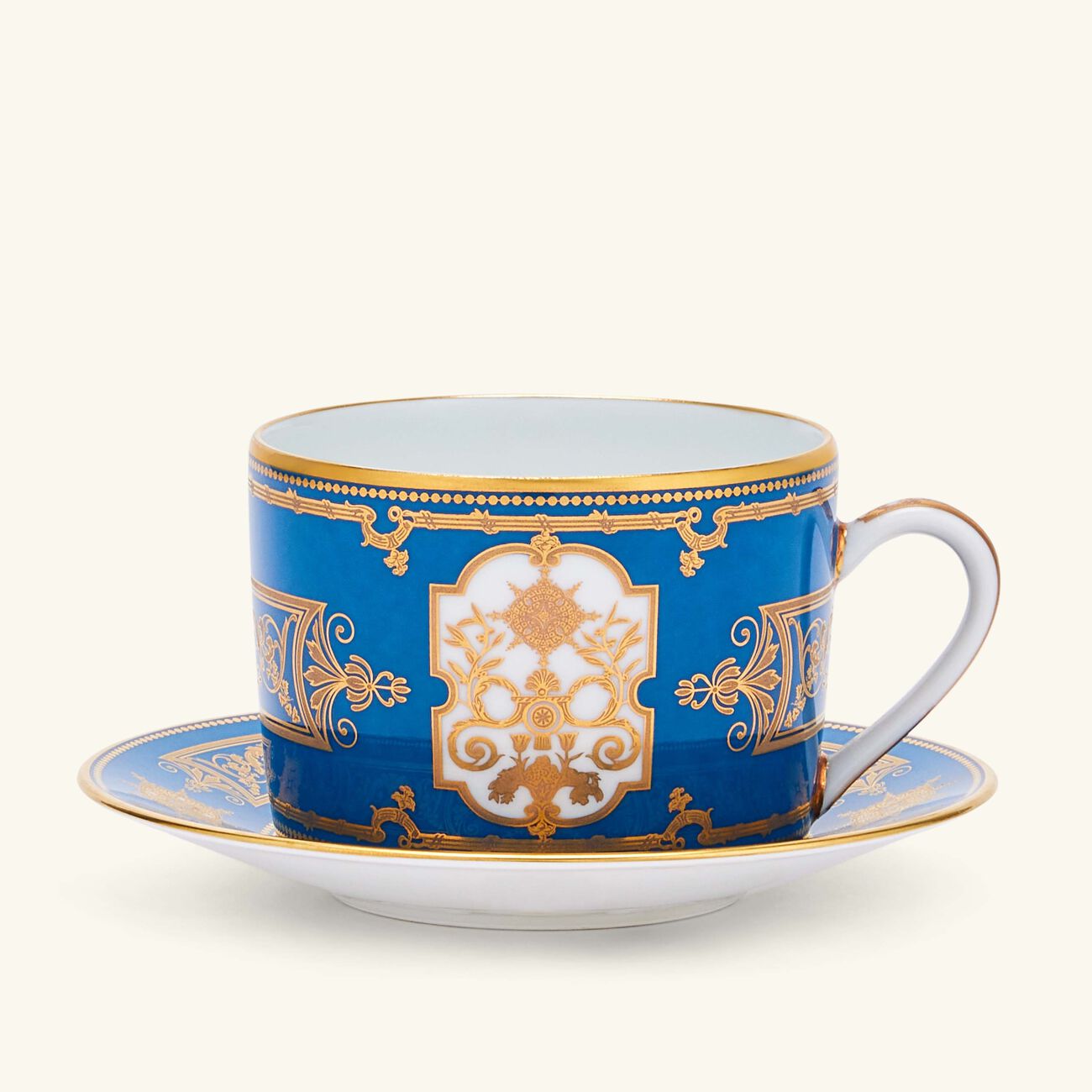 bernardaud aux rois tea cup   saucer blue