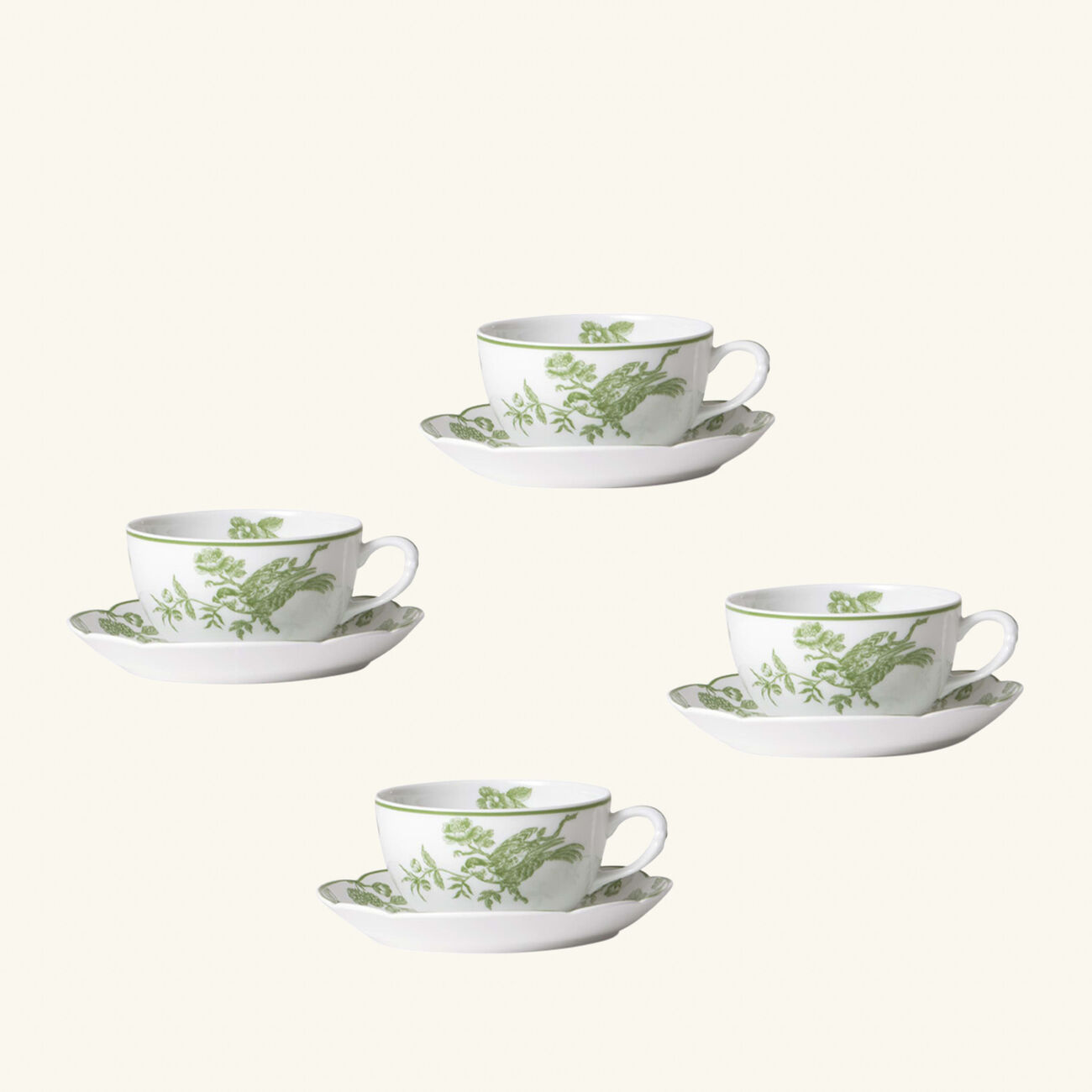 bernardaud albertine tea cup   saucer white set of 4