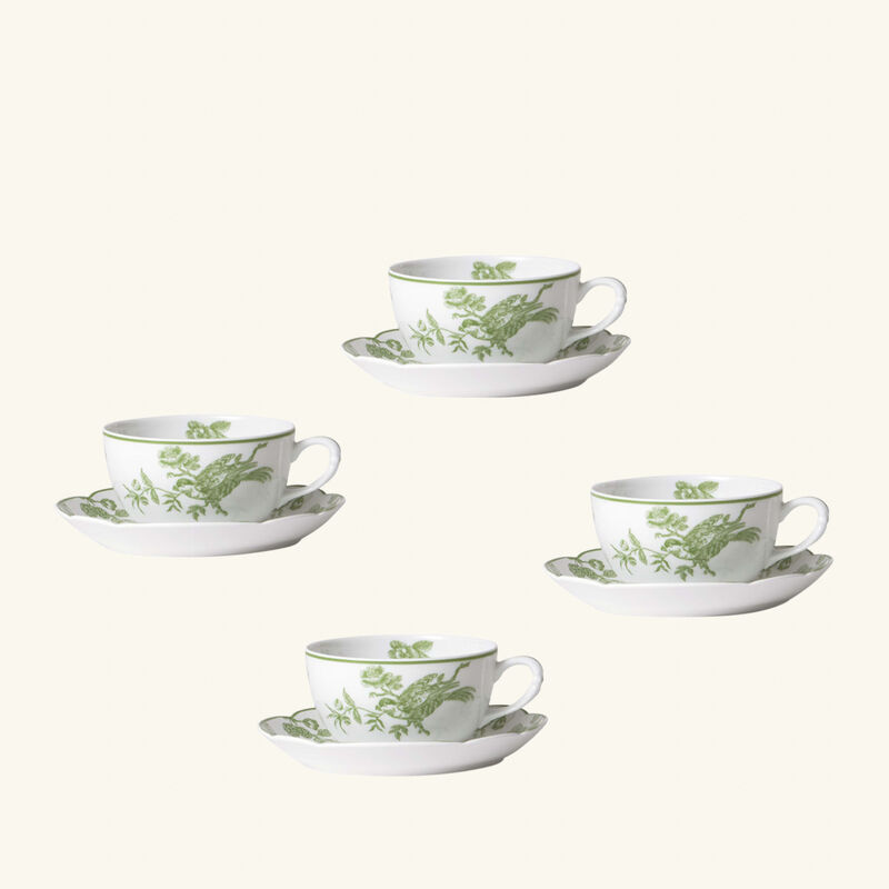 bernardaud albertine tea cup   saucer white set of 4