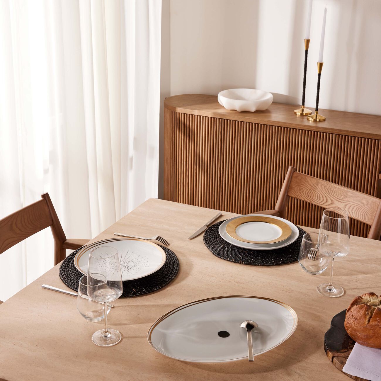 bernardaud aboro serving platter oval white 39cm