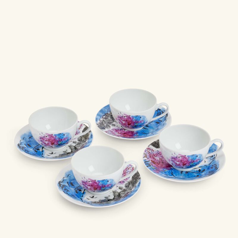 Marc Chagall Tea Cup & Saucer Blue Set Of 4 bernardaud marc chagall tea cup saucer blue set of 4