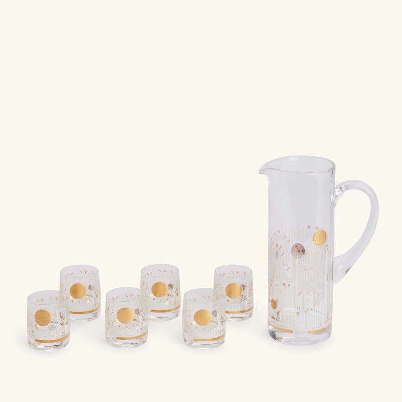 Hayat Drinking Glass and Jug Gold Set of 7 dimlaj hayat drinking glass and jug gold set of 7