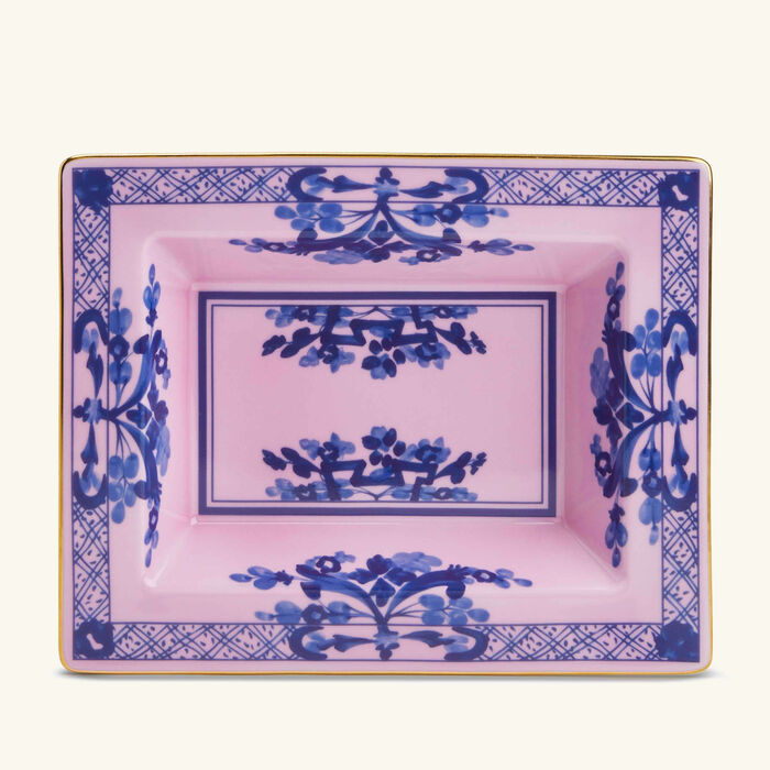 ginori 1735 oriente italiano azalea trinket tray rectangular small pink