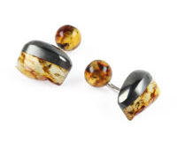 Cufflinks Amber Haematite Silver. With Box, small