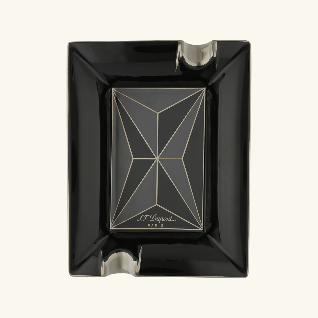 st dupont fire x ashtray rectangular large black