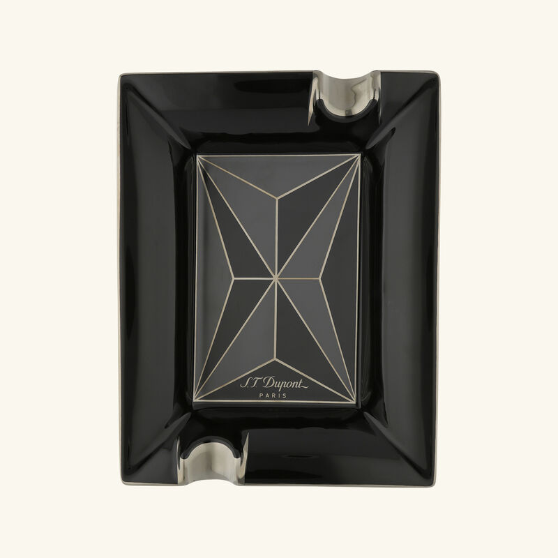 st dupont fire x ashtray rectangular large black