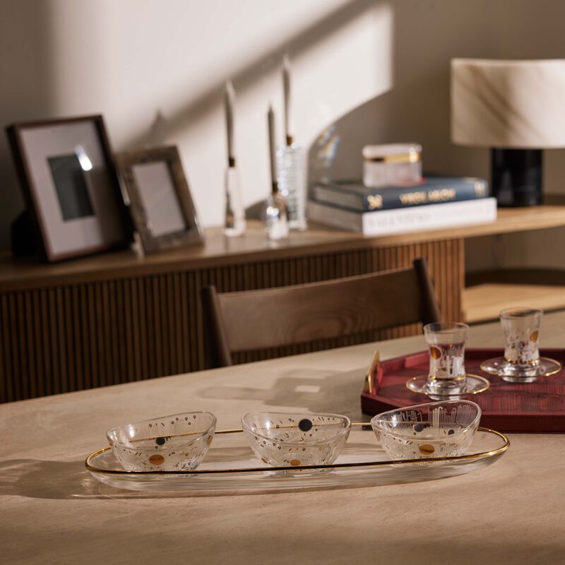 dimlaj hayat serving bowl and tray gold set of 4