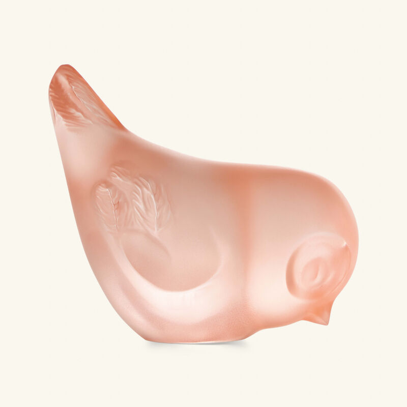 lalique piou head down sculpture small pink
